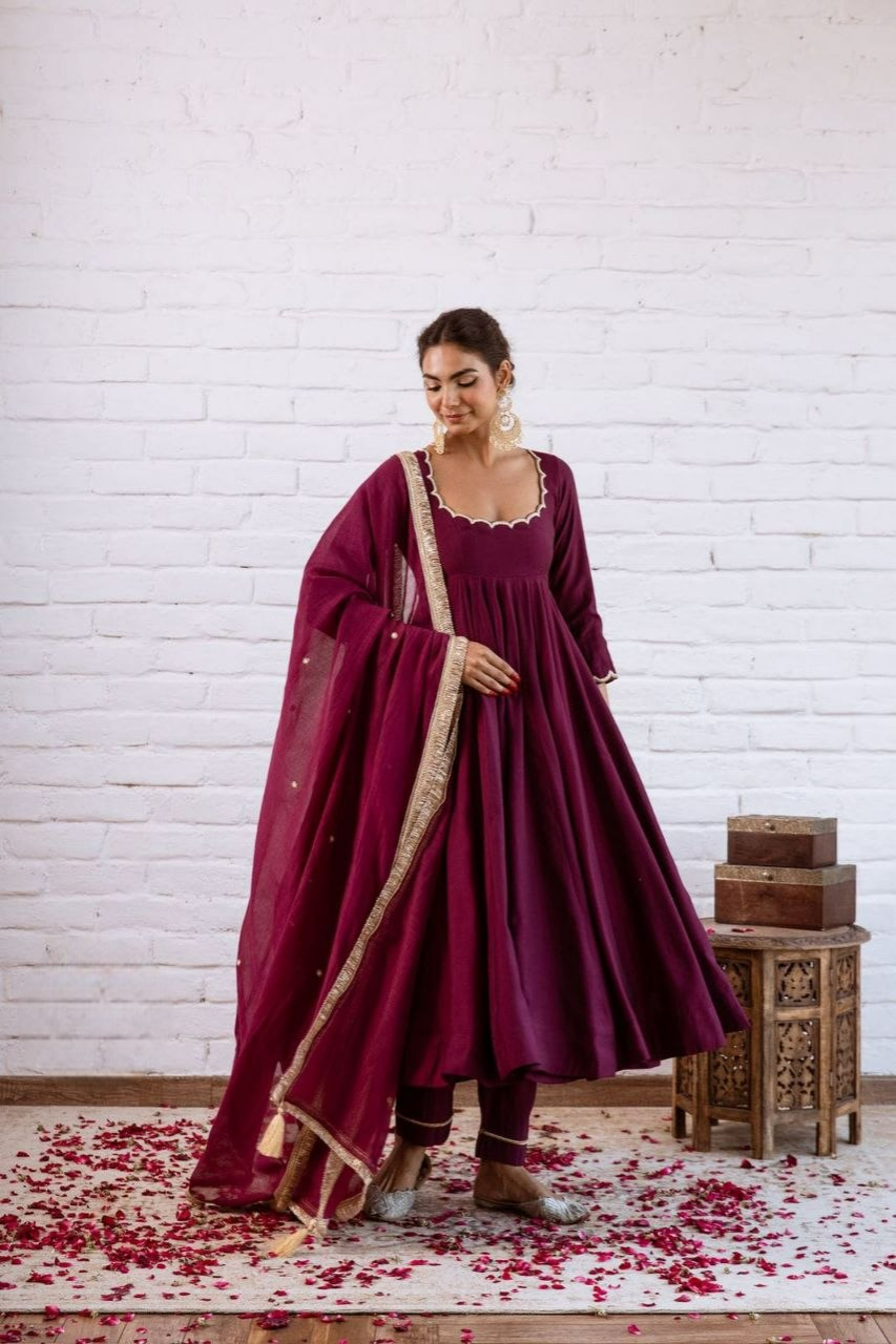 Deep Plum Anarkali Salwar